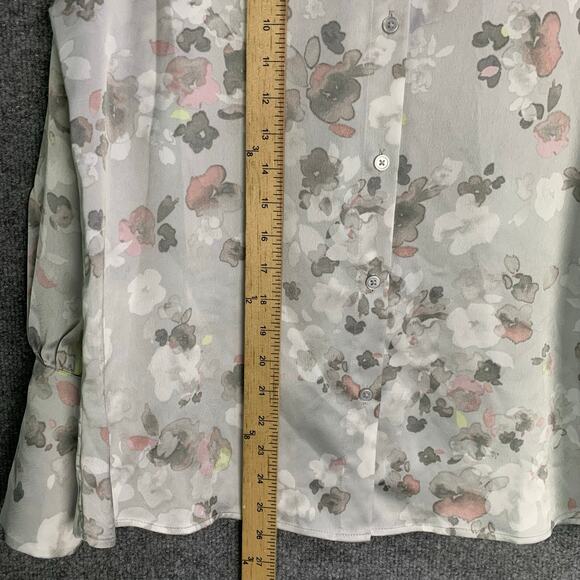 NEW $89 Halogen Satin Button-Up Shirt Floral SZ M - Picture 6 of 10